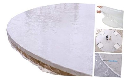 Clear Round Vinyl Fitted Tablecloth Small Round Fits Table up 40''-44'' Diameter