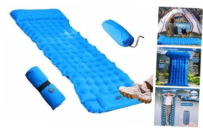 Camping Sleeping Pad, Ultralight Camping Mat with Pillow Built-in Foot Sky-blue