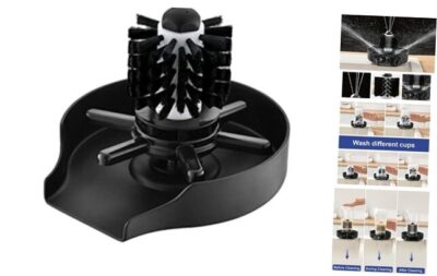 (Upgraded Glass Rinser, Metal Cup Rinser With Brush, Self-cleaning Matte Black