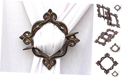 RII Beautiful Curtain Tiebacks, Antique Wooden Brown (Rectangular Design)