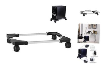  Mobile CPU Stand Adjustable Computer Tower Stand with Locking Caster Black
