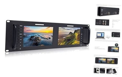 FEELWORLD D71 PLUS -H Dual 7'' 3RU IPS 1920x1200 Broadcast LCD Rack Mount 