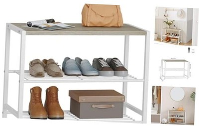  3-Tier Narrow Shoe Rack for Closet, Small Shoe Storage Organizer 3 Tier White