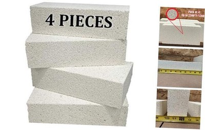  Insulating Fire Brick for Ovens, Kilns, 4 Piece Full Brick (9'' x 4.5'' x 2.5'')