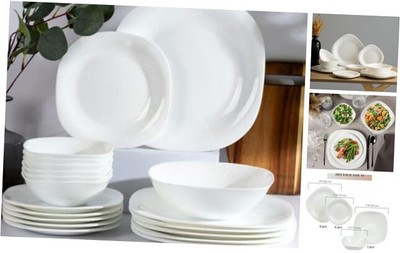  Ceramic Dinnerware Set for 6, 19-Piece | Chip & Scratch Resistant | Quadro