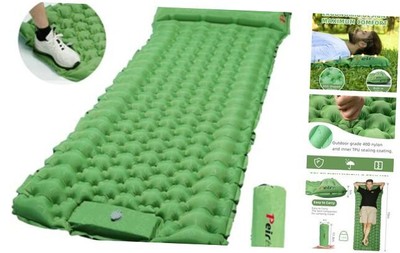 Sleeping Pad, Ultralight Camping Mat with Pillow, Built-in Foot Pump 
