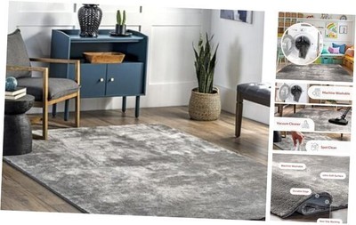  5' x 8' Cozy Plush SuperiorWash Area Rug, Machine Washable, Non-Slip, Soft 