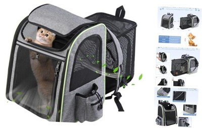 Cat Carrier Large Cat Backpack, Breathable Dog Cat Backpack Carriers Expandable