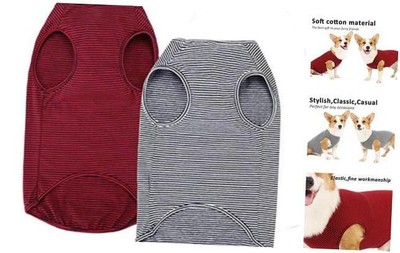 Dog Summer T-Shirts Striped X-Large (Pack of 1) Black+Red(1 Pack include 2 pcs)