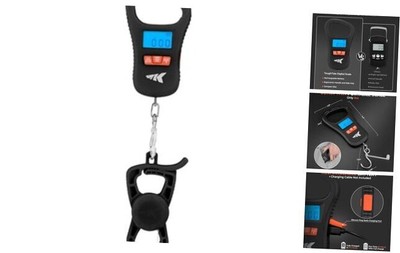  Fish Scale with Lip Gripper, ToughTide USB Charging Scale & Lip Gripper-Black