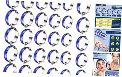 Pcs Mood Rings Bulk for Kids Vintage Mixed Color Changing Rings Size 6-10 30