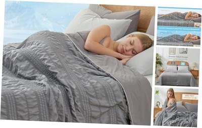  Seersucker Cooling Comforter Full Size, Q-Max 0.4 Full (80''x90'') Dark Grey