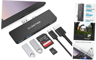 Surface Pro 7 USB C Hub,6-in-1 Surface Pro 7 USB C Dock with 4K@60Hz CS34-BLK