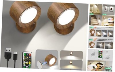  LED Wall Lights, Wall Sconces 2 Pcs with Remote Rechargeable Battery 