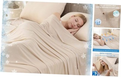 Cooling Blanket for Hot Sleepers Twin Size, Q-Max 0.5 Cold 60''x80'' Beige
