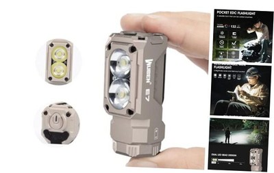  E7 1800 Lumen Rechargeable Mini Flashlight with Magnet - Super Khaki(6500K)