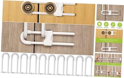 Jetec 10 Pieces Cabinet Locks for Babies, U-Shaped Proofing Drawers White