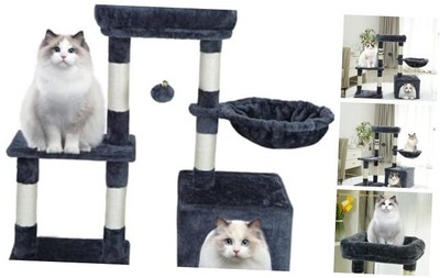  Cat Tree,Small Cat Tower with Scratching 32''L x 12.5''W x 32''H Dark grey