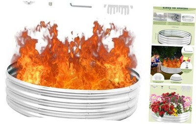 Galvanized Steel Fire Pit Ring 35 Inch,Metal Smokeless Firepit 35 in silvery