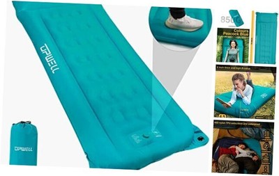  Sleeping Pad for Camping, 6 Inch Thick Inflating Sleeping Mat Peacock Blue