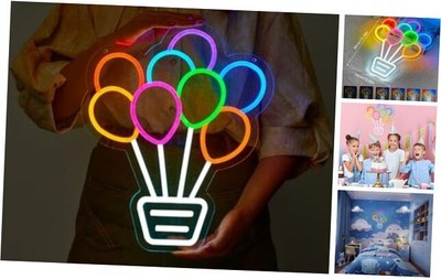Balloon Neon Sign for Wall Decor Cute Birthday Gifts for Girls Boys Colorful 