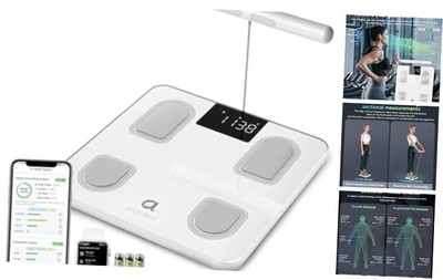  8-Electrode Smart Body Fat Scale with Large LED Display, Full Body White