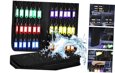 Portable Zippered Key Case,Organizer Waterproof Key Binder with 36 Key 36 Keys