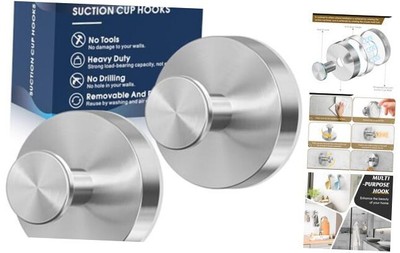 Suction Cup Hooks for Shower,2Pcs Shower Hooks for Inside Shower,No Drill 