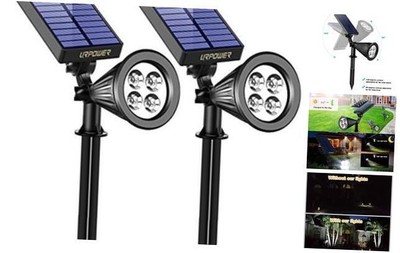 Outdoor, Adjustable Solar Spot Lights Outdoor, 2-in-1 Waterproof