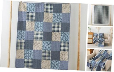  Cotton Quilted Throw Blanket, Country Farmhouse 50'' x 60'' Blue Symphony