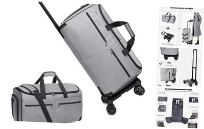  Rolling Garment Bag, Travel Garment Duffle Bag with Wheels, Carry on 3 in Grey