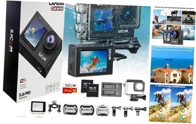  SJ6Pro 4K60fps 24MP Action Camera Dual Screen with Stabilization 2.0, 