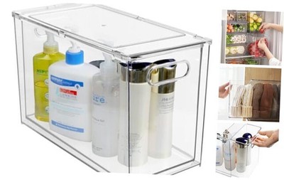  Refrigerator Organizer Bins with Pull-out Drawer, Drawable Clear 1 Large