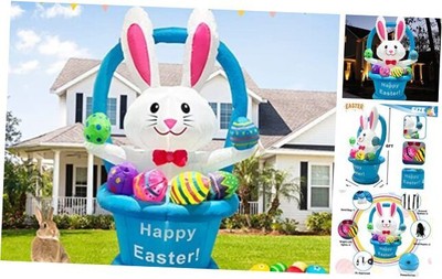 Inflatable Easter Bunny Blow Up Yard Decorations 6FT Outdoor Rabbit with Egg 