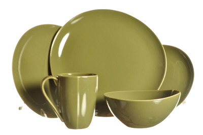 DIANE VON FURSTENBERG DVF Pebblestone Avocado Green 5 Piece Place Setting New