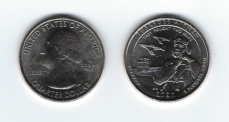USA: Tuskegee Airmen National Historic Site Quarter 2021, Alabama, Mint D P S