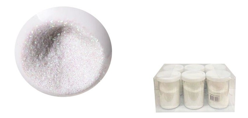 Set 6 Pz Brillantini Glitter Bianco Decorazione Porporina Polvere 100g cir