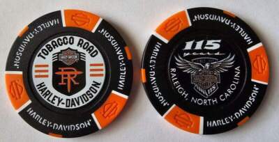 TOBACCO ROAD HARLEY-DAVIDSON Raleigh NC Blk/Orange 115th Anniversary Poker Chip