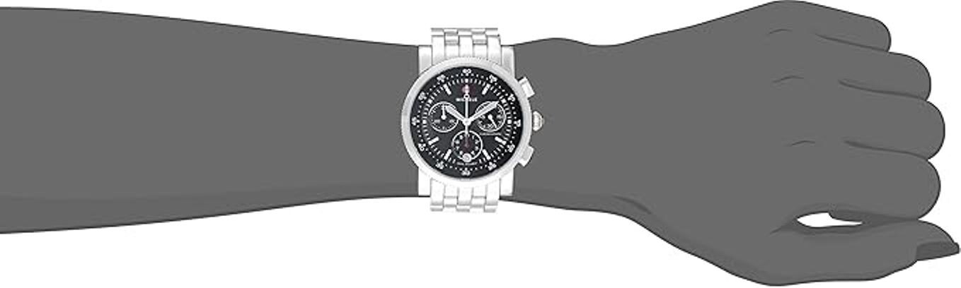 Pre-owned Michele Sport Sail Large Black Dial Stainless Steel Watch Mw01c00d9002 38mm