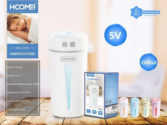 Umidificatore d'aria da 260ml Ultrasuoni con Aromaterapia Hoomei Hm-2230