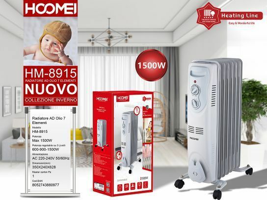 Stufa Termosifone Elettrico 1500w 7 Elementi Hoomei Hm-8915
