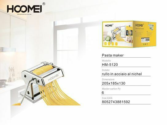 Pasta Maker Macchina Pasta Fresca 9 Posizioni Acciaio Hoomei Hm-5120 Casa Cucina
