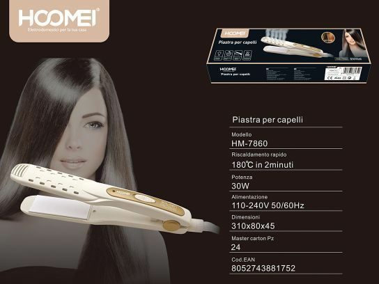 Piastra Lisciante Per Capelli Professionale Effetto Lisci 30w Hoomei Hm-7860