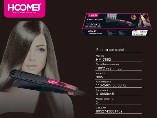 Piastra Lisciante Per Capelli Professionale Effetto Lisci 30w Hoomei Hm-7862