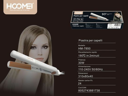 Piastra Lisciante Per Capelli Professionale Effetto Lisci 30w Hoomei Hm-7850