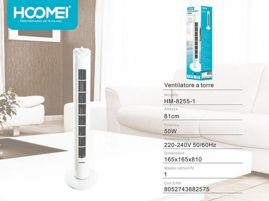 Ventilatore A Torre 50w Da Terra 16x16x81 Cm Hoomei Hm-8255
