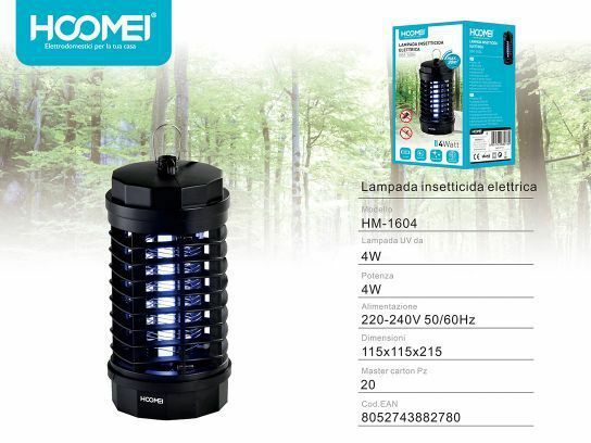 Zanzariera Elettrica Led Lampada 4W Antizanzare Hoomei Hm-1604