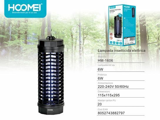 Zanzariera Elettrica Led Lampada 6W Antizanzare Lampada UV Hoomei Hm-1606