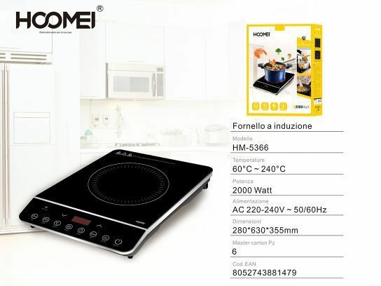 Piastra Ad Induzione Elettrica 2000w Da 60 A 240 C° Piano Cottura Hoomei Hm-5366