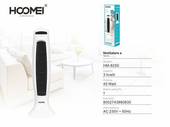 Ventilatore A Torre 45W 3 Velocità Casa Ufficio Hoomei HM-8250